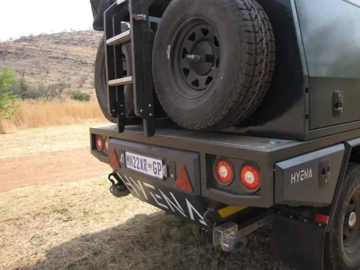 Hyena S1 rear spare tyre and ladder detail